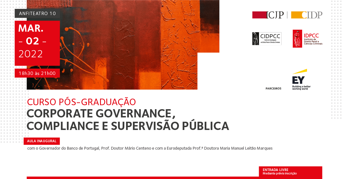 Aula Inaugural do Curso e Pós-Graduação em Corporate Governance, Compliance e Supervisão Pública